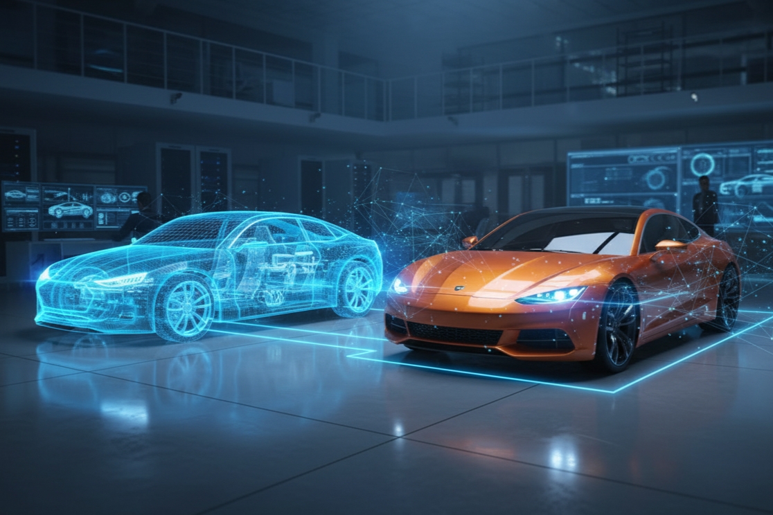 digital car diagnostics with hologram model