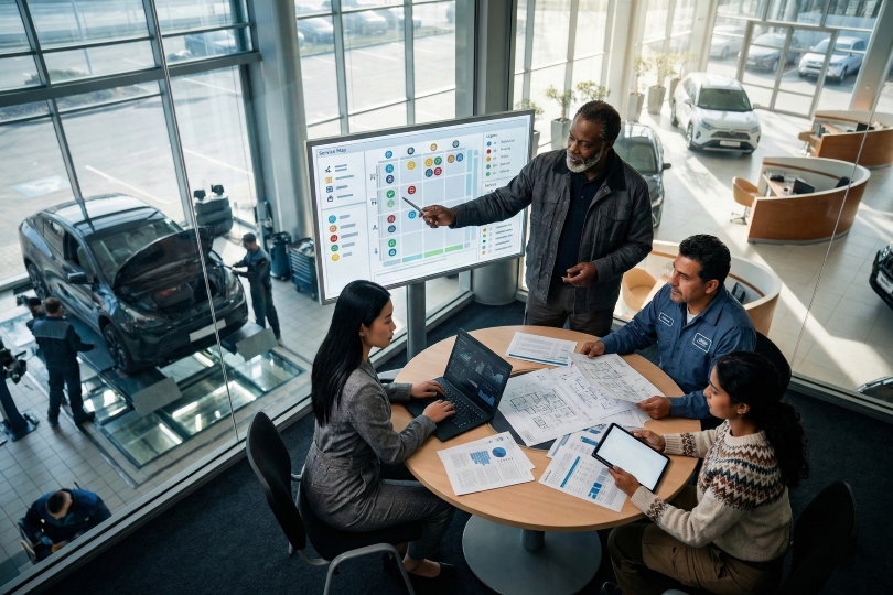 automotive service planning dashboard showing proactive repair tracking