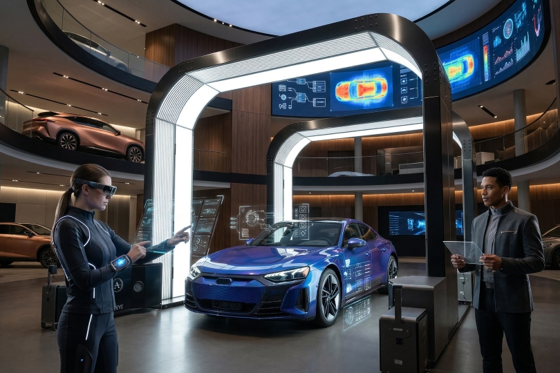 service advisor using dealership automation software to manage customer inquiries