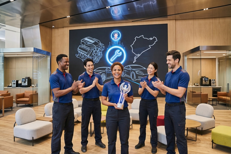 service technicians motivated through improved workflow and modern shop environment