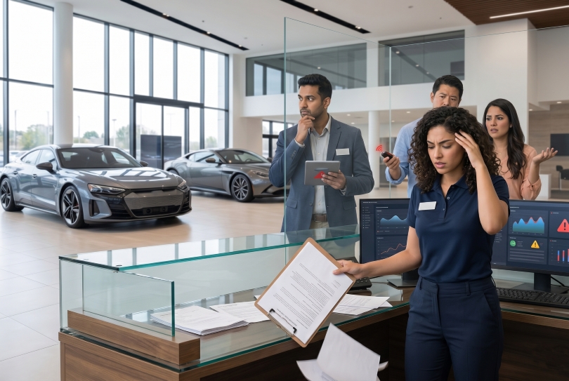 dealership service team using digital tools to improve handoff communication and efficiency