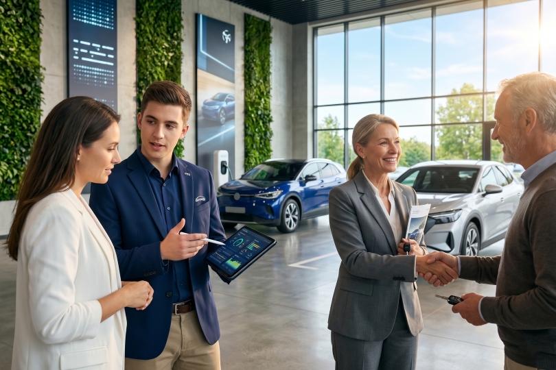 dealership service advisor actively listening to customer during vehicle repair consultation
