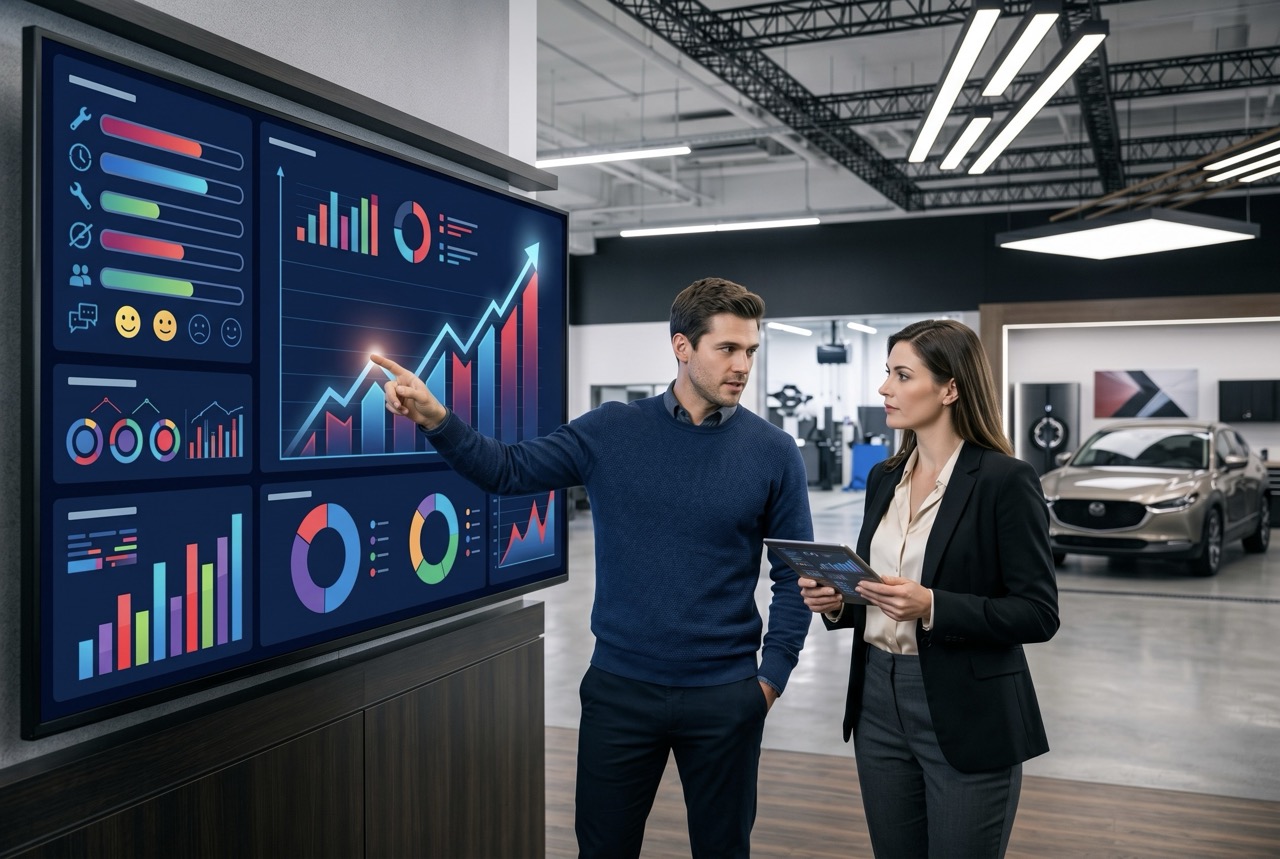 fixed ops performance metrics tracked on dealership KPI dashboard for service growth