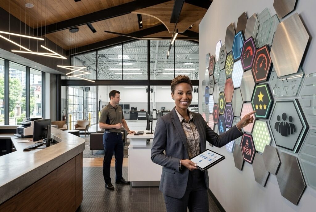 dealership service manager leading team with clear expectations and accountability culture