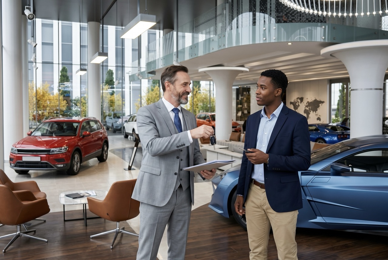 dealership career growth pathway showing progression from entry level to management roles
