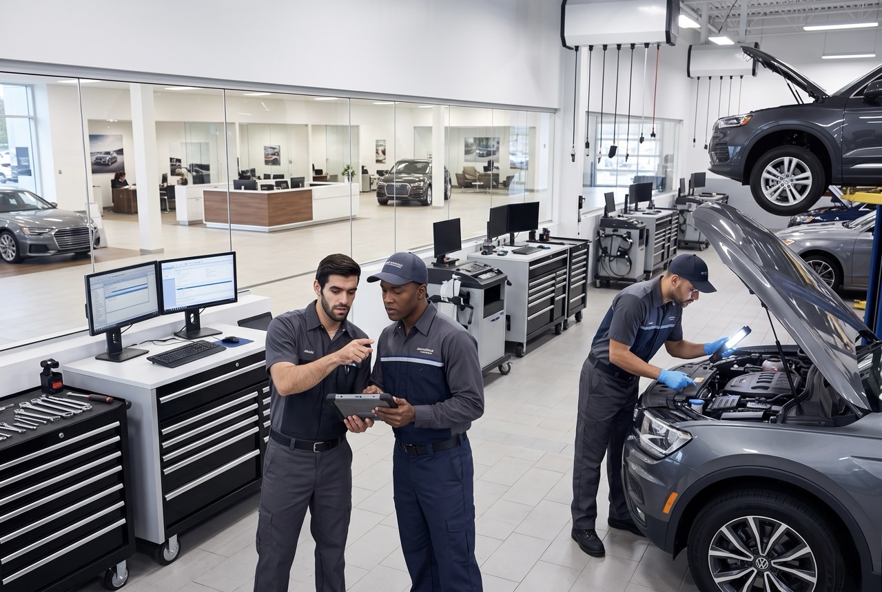 dealership manager recruiting skilled service technicians through trade school partnerships and referrals