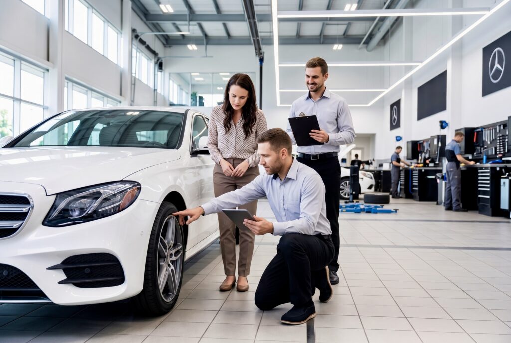 service walk-around process where advisor inspects vehicle with customer to build trust