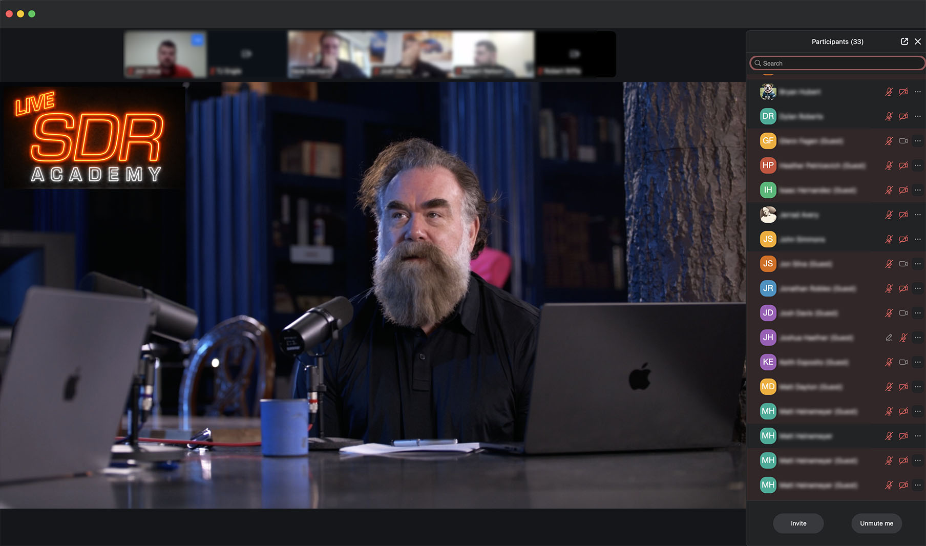 Chris Collins hosting a live SDR Live Academy session