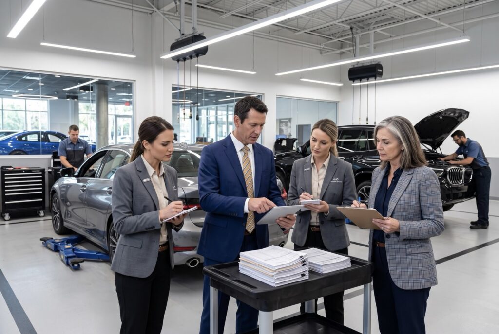 manufacturer warranty audit records organized through digital document storage at dealership