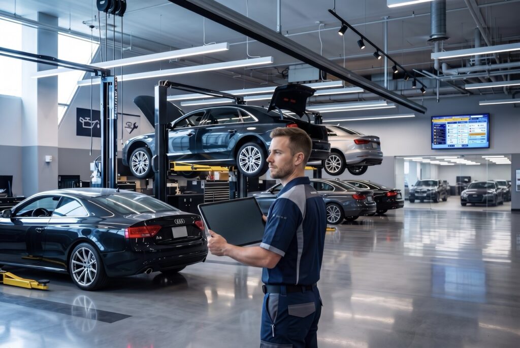 transparent service pricing displayed on dealership service menu with clear flat rate costs